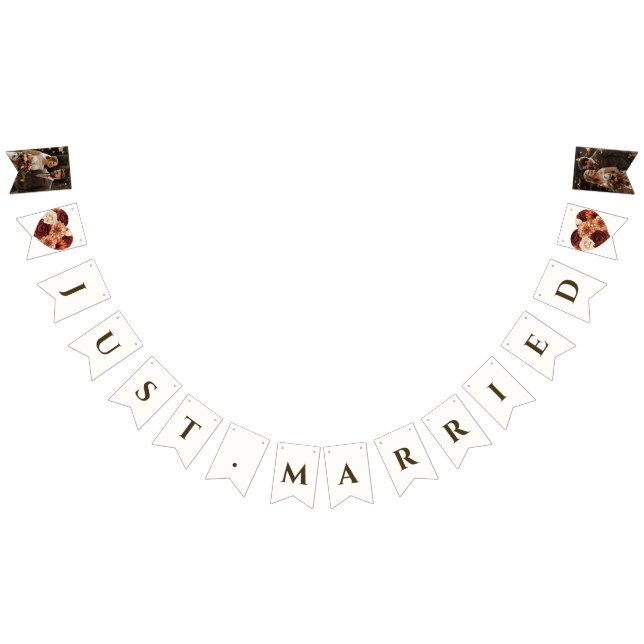 Personalised Photo Rustic Fall Floral Wedding  Bunting (All)