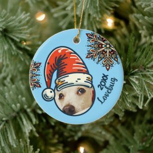 Personalised Photo Santa and Snowflake Custom Ceramic Tree Decoration