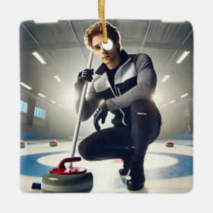 Personalised Photo Santa's Favourite Curler Ceramic Ornament