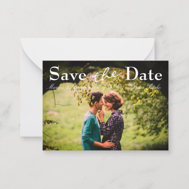 Personalised photo save the date note card (Front)