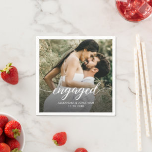 Personalised Photo Script Engagement Party Napkin