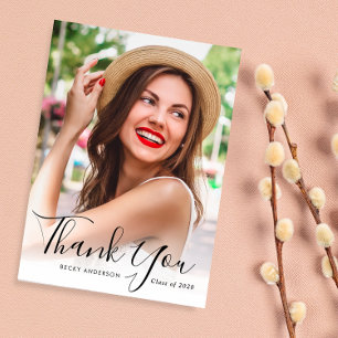 Personalised photo script graduation thank you postcard