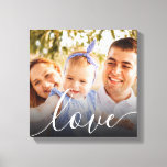 Personalised Photo Script Love Canvas Print<br><div class="desc">Personalise with your favourite photo,  featuring a beautiful white script font with the word love,  creating a unique memory and gift. A keepsake to treasure! Designed by Thisisnotme©</div>