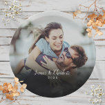 Personalised Photo Script Name Date Paper Plate<br><div class="desc">Personalise with your favourite  photo featuring your names and the year,  creating a unique memory. Designed by Thisisnotme©</div>