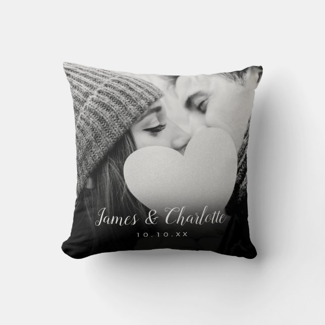 Personalised Photo Script Name Wedding Cushion (Front)