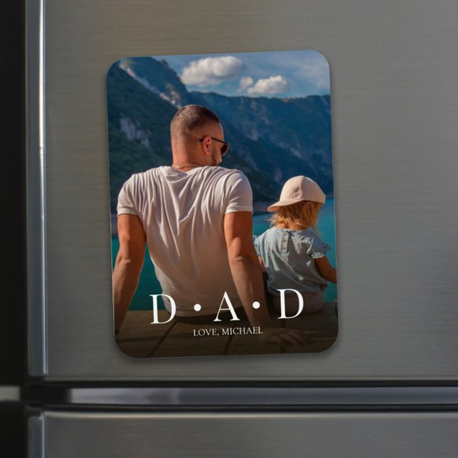 Personalised Photo Simple Modern Dad Custom Magnet (Creator Uploaded)