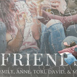 Personalised Photo Simple Modern Friends Custom Jigsaw Puzzle<br><div class="desc">This design features picture photo gifts simple modern, colourful simple photography friends, personalised custom customised names, simple modern minimalist style, trendy stylish calligraphy script font, whimsical typography text design, your image here, create your own photo, great for scenic picture landscape this template makes a fun photo gift idea for anyone...</div>