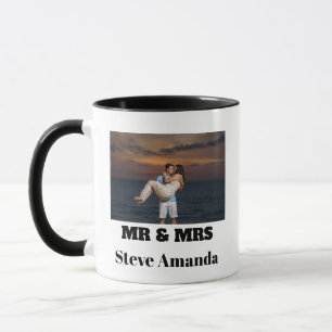 Personalised Photo Simple Modern Stylish Mr & Mrs  Mug