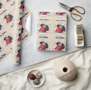 Personalised Photo Snowflake Merry Christmas Wrapping Paper