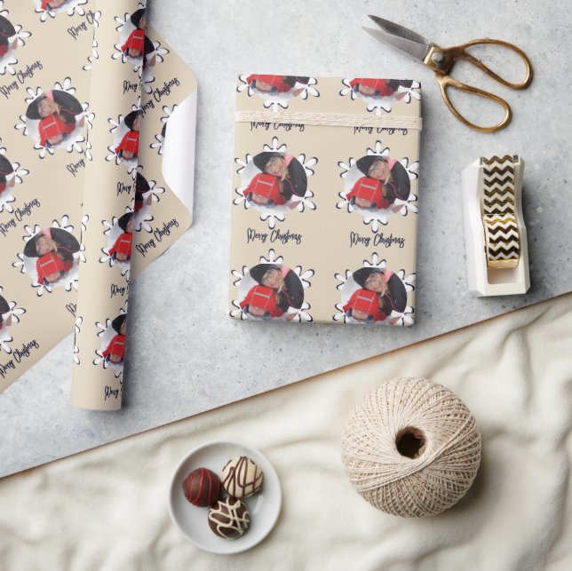 Personalised Photo Snowflake Merry Christmas Wrapping Paper (Crafts)
