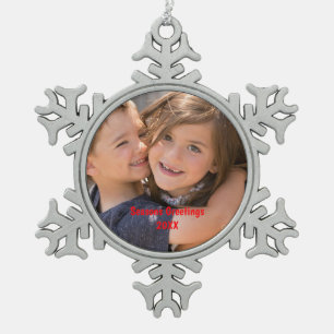 Personalised Photo Snowflake Pewter Christmas Ornament