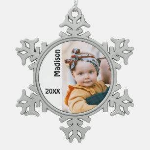 Personalised Photo Snowflake Pewter Christmas Ornament