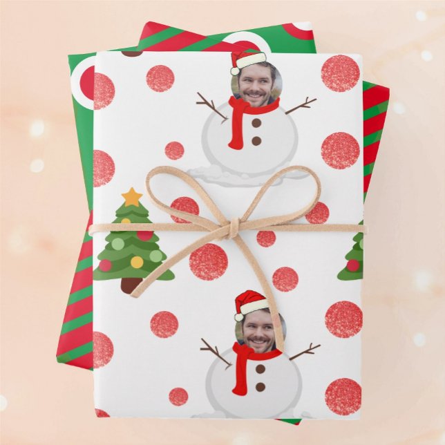 Personalised photo snowman wrapping paper sheets (Personalized photo snowman Wrapping Paper Sheets)