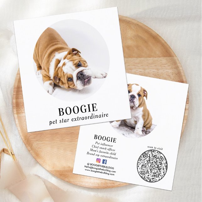 Personalised Photo Social Media Dog Pet Influencer Square Business Card (Creator Uploaded)