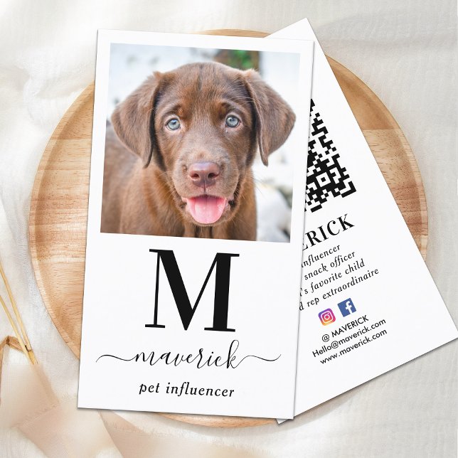 Personalised Photo Social Media QR Code Monogram  Business Card (Creator Uploaded)