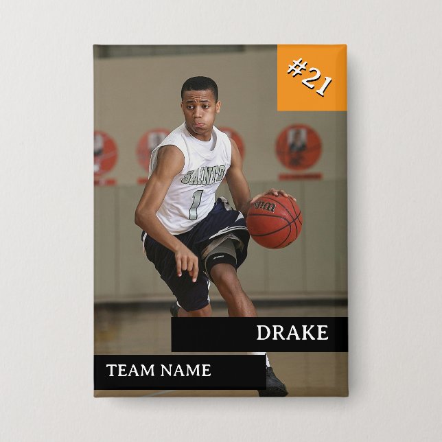 Personalised Photo Sports Basketball Player Orange (Front)