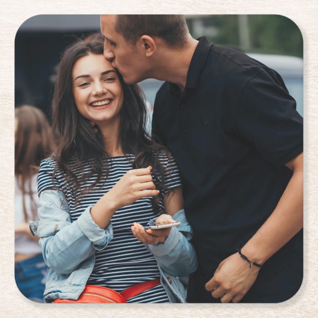 Personalised Photo Square Paper Coaster (Front)