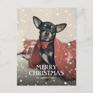 Personalised Photo Stars Snow Merry Christmas Holiday Postcard