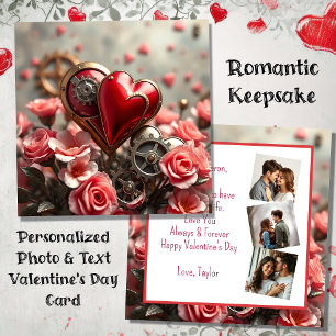 Personalised Photo   Steampunk Valentine's Day Card