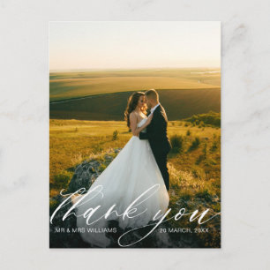 personalised photo stylish wedding thank you postcard