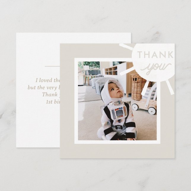 Personalised Photo Sun Kids Birthday Thank You Card (Front/Back)