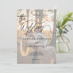 Personalised Photo Sunset Elegant Script Wedding Invitation