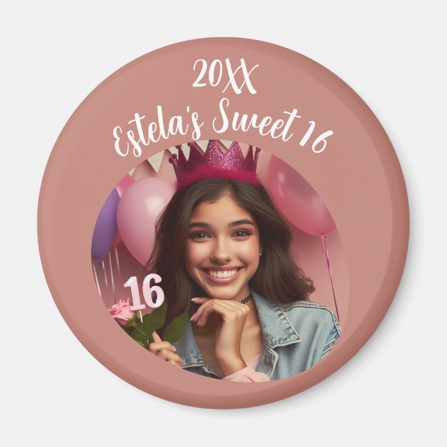 Personalised Photo Sweet 16th Birthday Keepsake Magnet (Front)