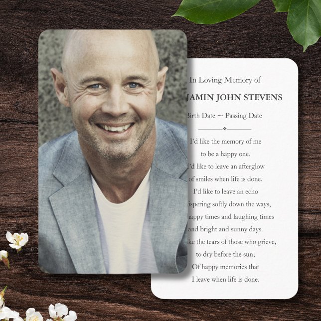 Personalised Photo Sympathy Funeral Memorial Card (Creator Uploaded)