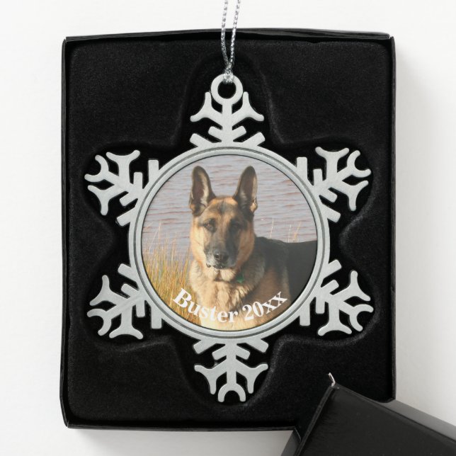 Personalised Photo Template Pewter Christmas Snowflake Pewter Christmas Ornament (Box)