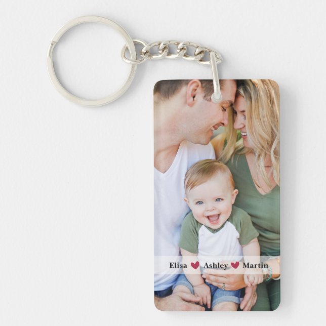 Personalised Photo,Text and Heart Photo Key Ring (Front)