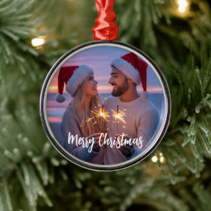 Personalised Photo & Text Christmas 2025 Custom Metal Tree Decoration