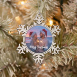 Personalised Photo & Text Christmas 2025 Custom Snowflake Pewter Christmas Ornament<br><div class="desc">Personalised Christmas Ornaments Custom Photo & Text 2025 Christmas Tree Ornament Ideal for Xmas Decorations Baby Showers,  Weddings Birthdays Gifts for Mum Dad Kids Pets Friends</div>