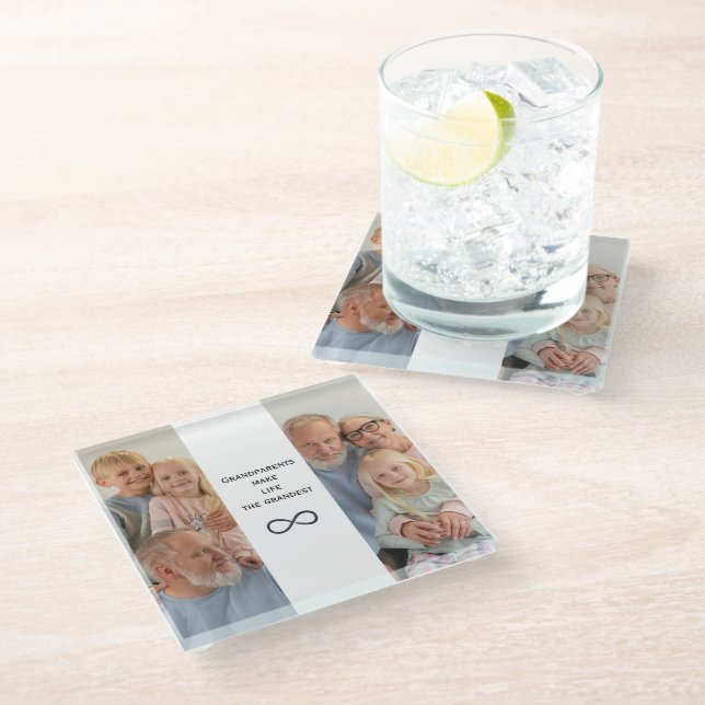 Personalised Photo & Text Coaster for Grandparents (Angled)