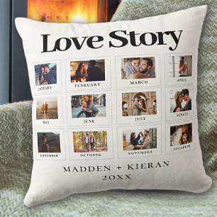 Personalised Photo Text Modern Couples Love Story Cushion