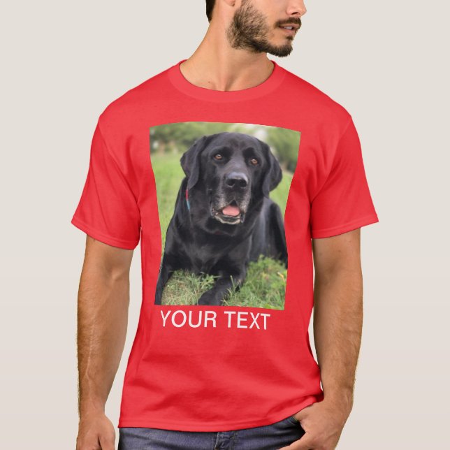 Personalised Photo Text Pet Red T-Shirt (Front)