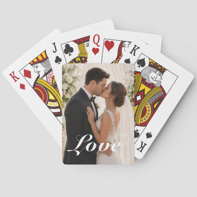 Personalised Photo & Text Script Love Heart Poker  Playing Cards (Back)