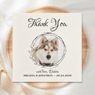 Personalised Photo Thank You Pet Dog Wedding Napkin