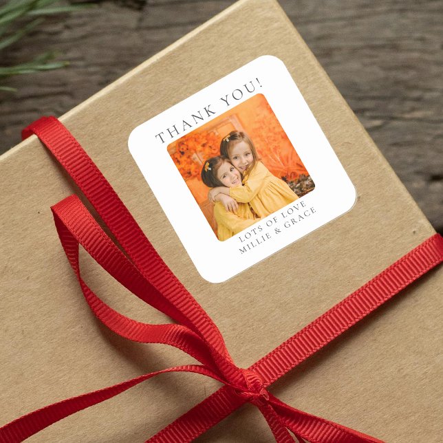 Personalised Photo Thank You Square Sticker (Creator Uploaded)