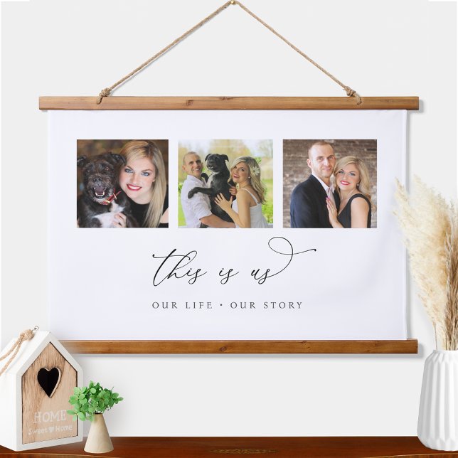 Personalised Photo "This is Us" Sign Hanging Tapestry (Creator Uploaded)