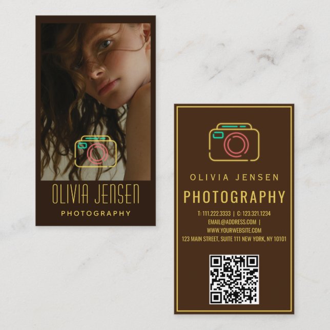 personalised photo trendy photographer qr code business card (Front/Back)