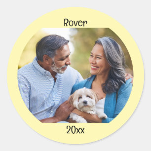 Personalised Photo Two Lines Custom Text Classic Round Sticker