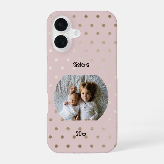 Personalised Photo Two Lines Text Custom iPhone 16 Case (Back)