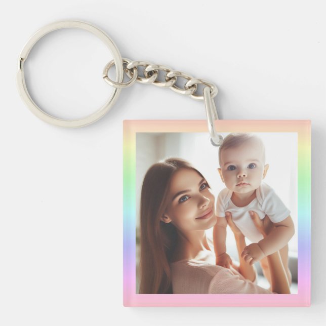Personalised Photo Two-Sided Rainbow Colourful Fun Key Ring (Front)