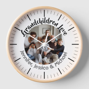 Personalised photo typography Grandchildren names  Clock