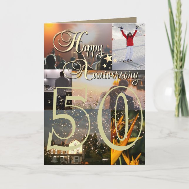 Personalised Photo Upload 50th Anniversary Card (Front)