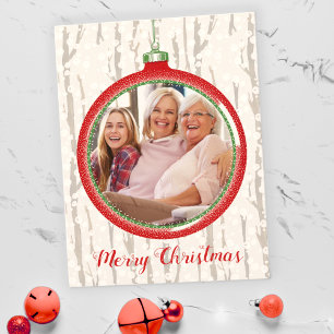 Personalised Photo Vintage Christmas Bulb Holiday Postcard
