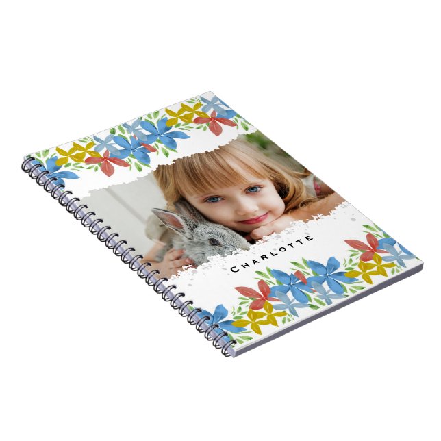 Personalised Photo Watercolor Floral Notebook (Right Side)