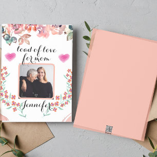 Personalised photo watercolor flowers mothers day holiday card