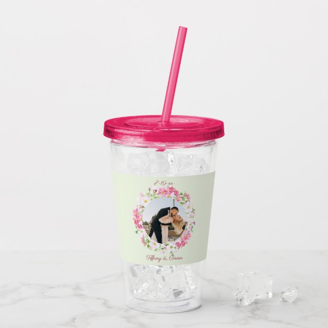 Personalised Photo Wedding Date Bride Groom Custom Acrylic Tumbler (Back Ice)