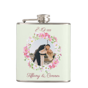 Personalised Photo Wedding Date Bride Groom Custom Hip Flask